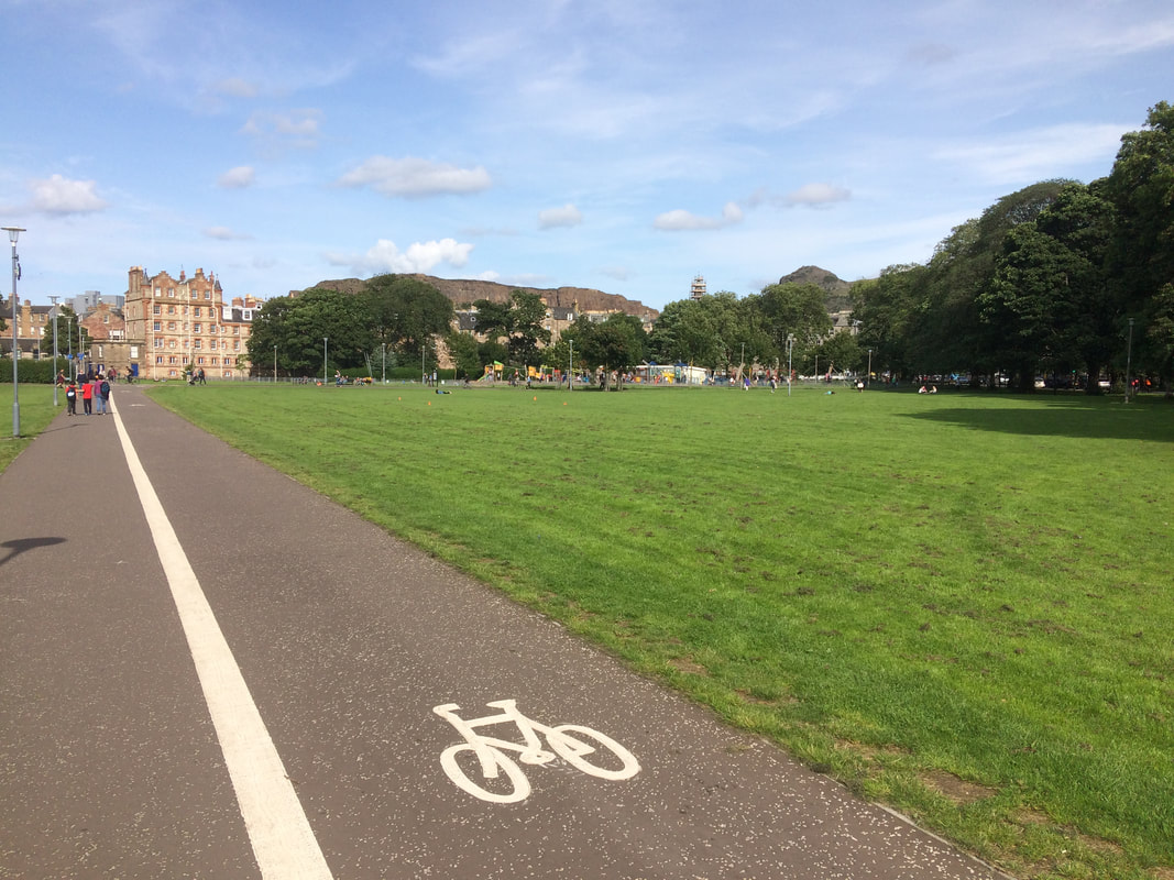 Bicycle lane in the Meadows, Edinburgh