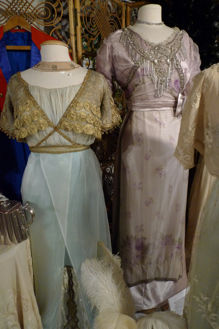 Dresses on display at the museum of costume in Dalgarven Mill museum