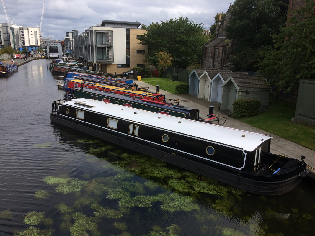 Canal houseboats at Fountainbridge, Edinburgh
