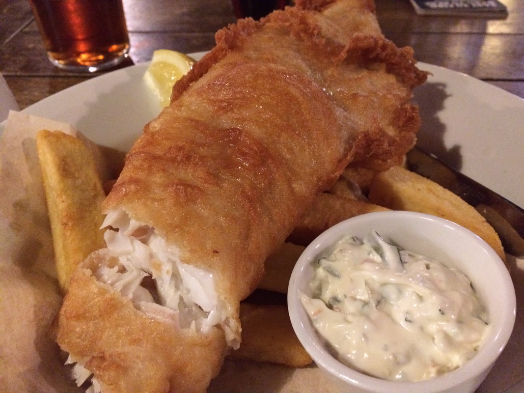 Beer battered fish and chips at the Kirkstyle Inn, Dunning
