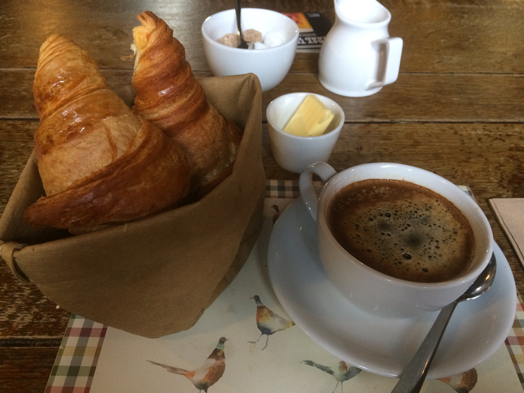Kirkstyle Inn breakfast- warm croissants and coffee