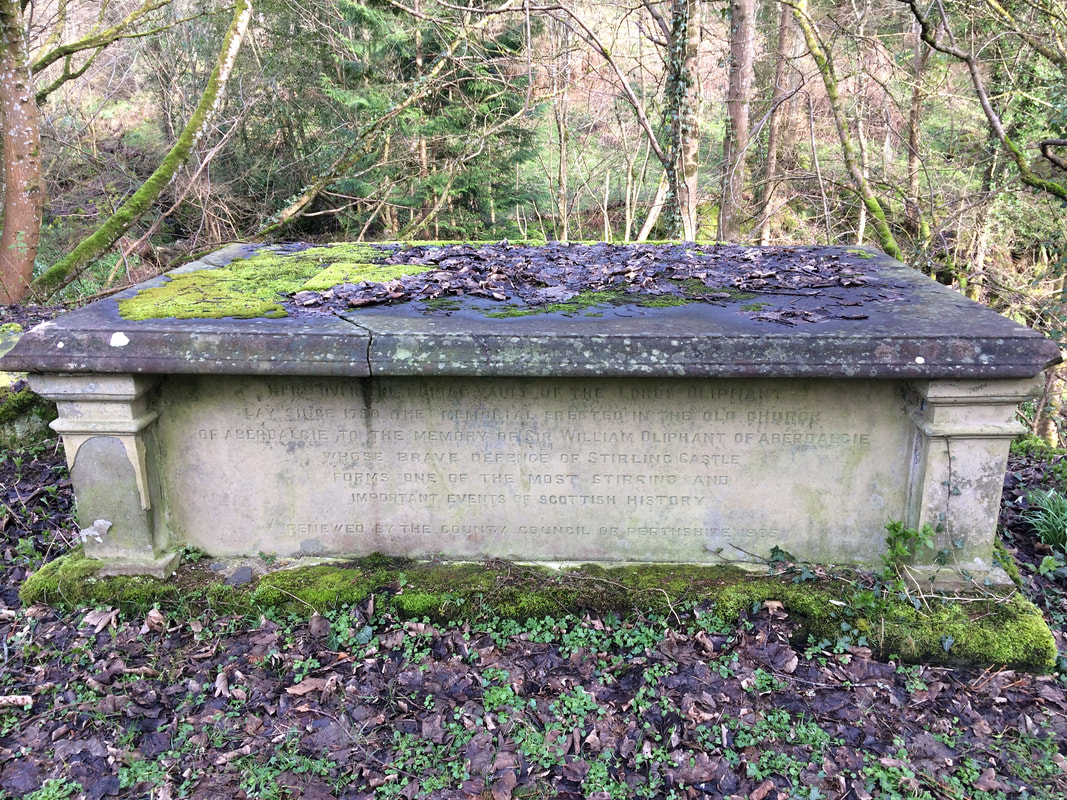 Grave of Stirling Castle's Governor, Sir William Oliphant, in Aberdalgie Churchyard