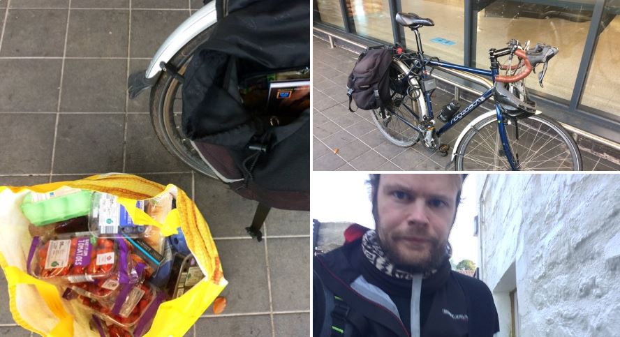 Supermarket shopping by bicycle